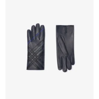 Guantes de piel con diseño de cuadros en intarsia