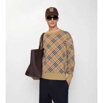 Jersey de algodón y lana a cuadros