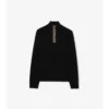 Jersey de lana con cuello en V y media cremallera
