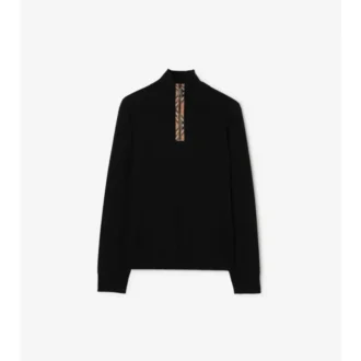 Jersey de lana con cuello en V y media cremallera