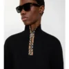 Jersey de lana con cuello en V y media cremallera