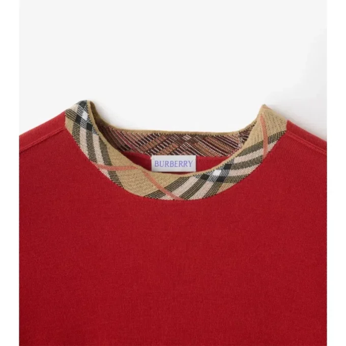 Jersey de lana con ribetes a cuadros