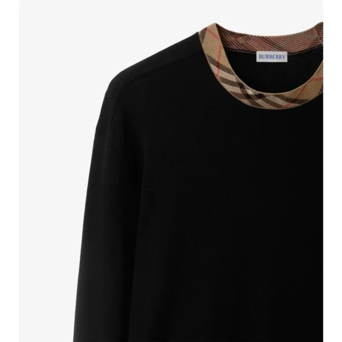 Jersey de lana con ribetes de cuadros
