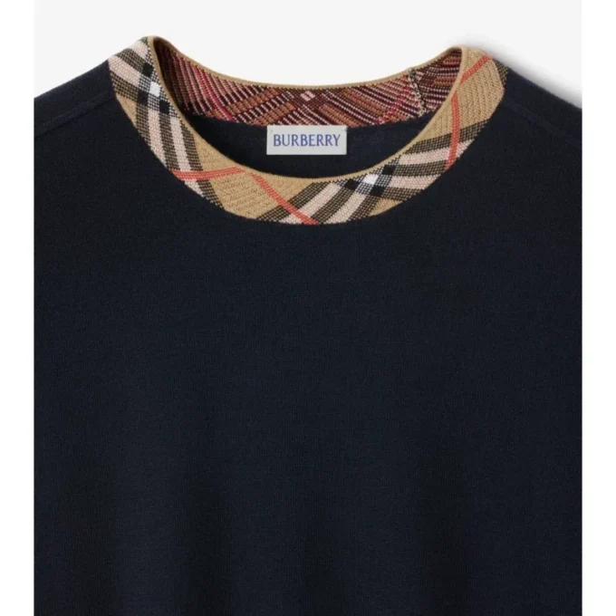 Jersey de lana con ribetes de cuadros