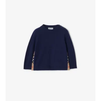 Jersey de lana y cachemira con parches de cuadros