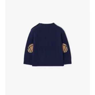 Jersey de lana y cachemira con parches de cuadros