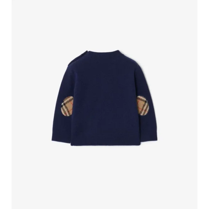 Jersey de lana y cachemira con parches de cuadros