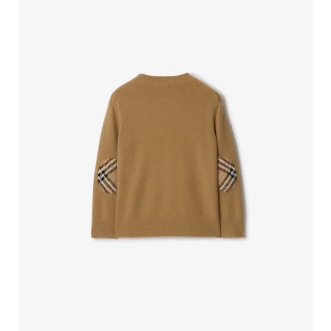 Jersey de lana y cachemira con parches de cuadros