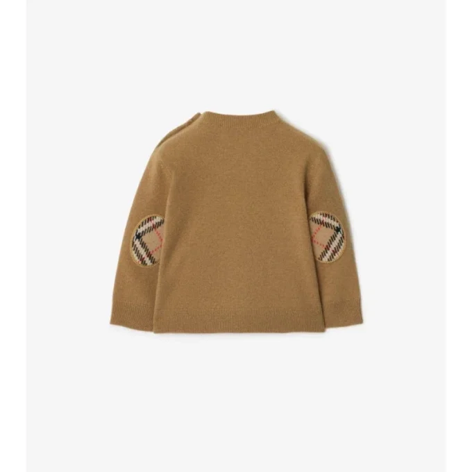 Jersey de lana y cachemira con parches de cuadros
