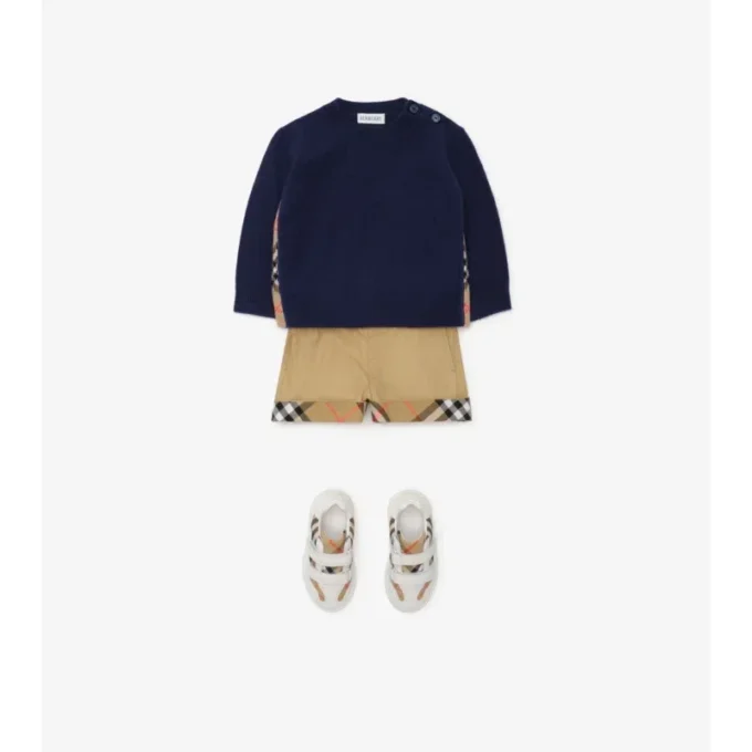 Jersey de lana y cachemira con parches de cuadros