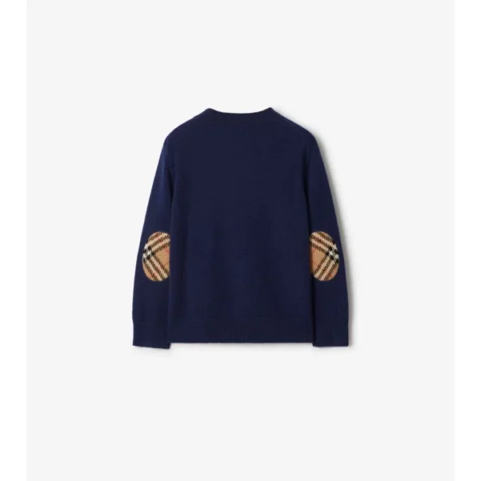 Jersey de lana y cachemira con parches de cuadros