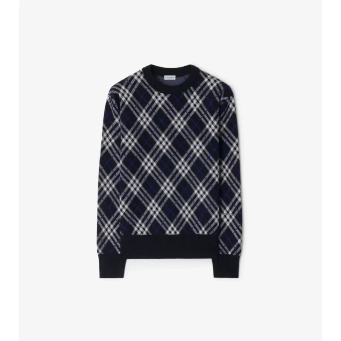 Jersey de mezcla de lana con estampado de cuadros