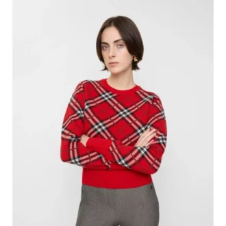 Jersey de mezcla de lana y cachemira con estampado de cuadros