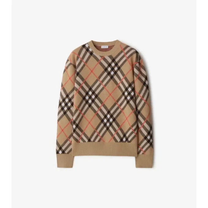 Jersey de mezcla de lana y mohair con estampado de cuadros