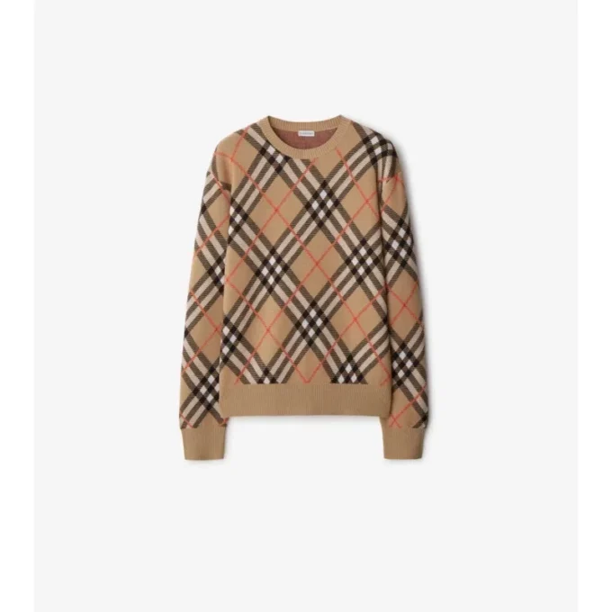 Jersey de mezcla de lana y mohair con estampado de cuadros