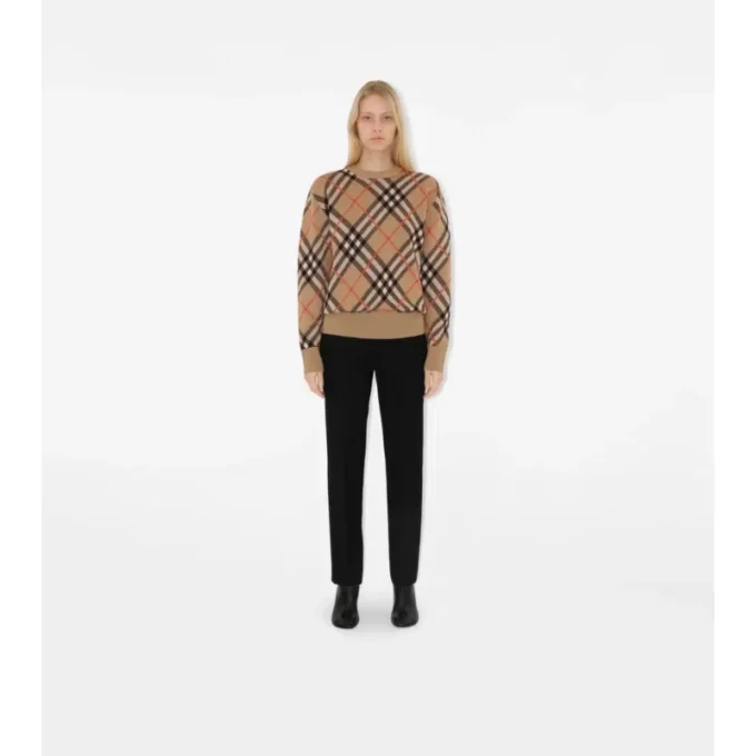 Jersey de mezcla de lana y mohair con estampado de cuadros