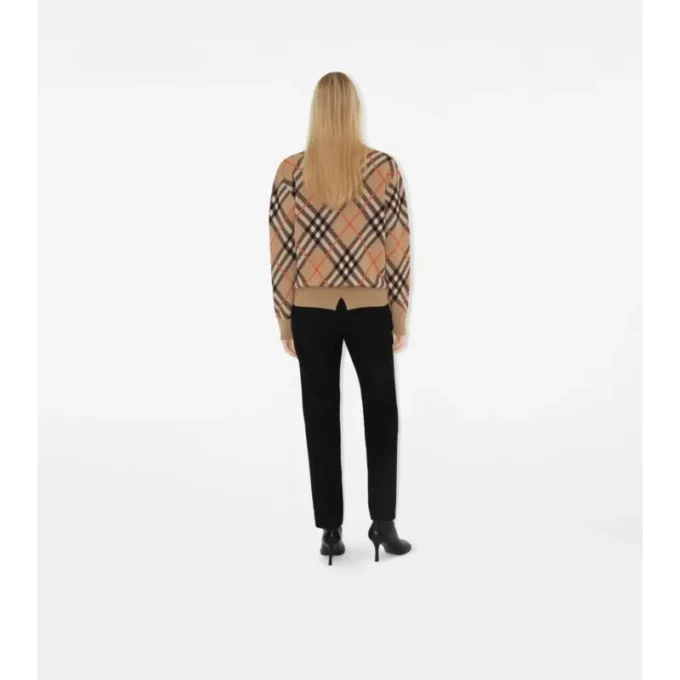 Jersey de mezcla de lana y mohair con estampado de cuadros