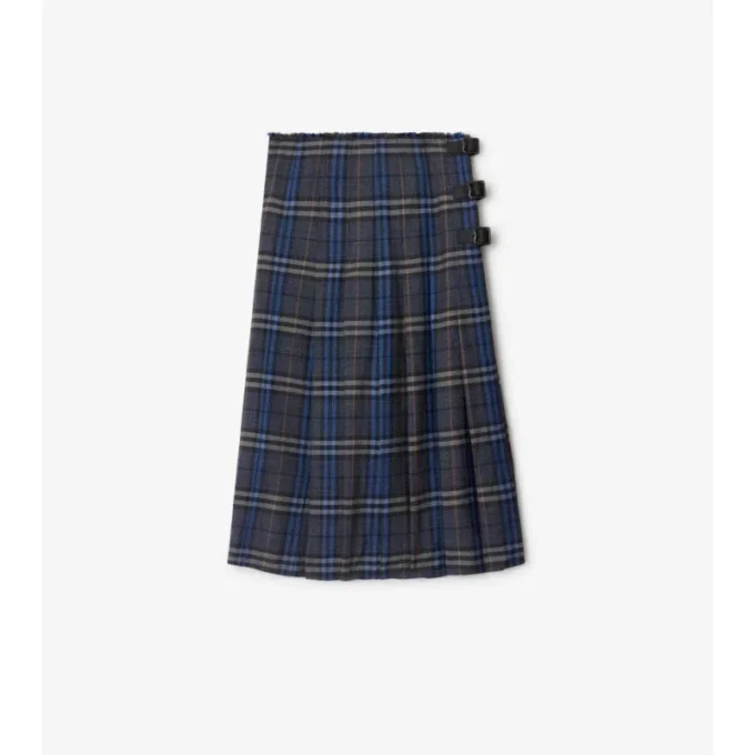 Kilt midi de lana a cuadros