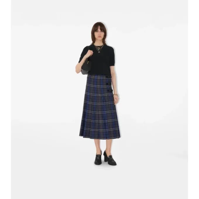 Kilt midi de lana a cuadros