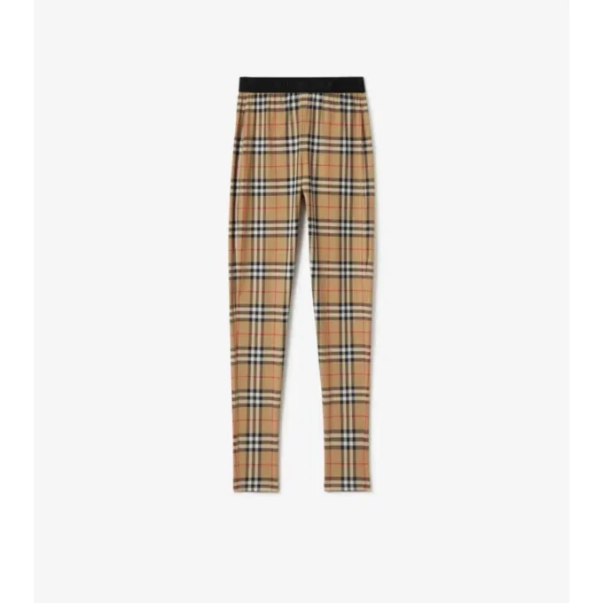 Leggings de jersey elástico con estampado de cuadros