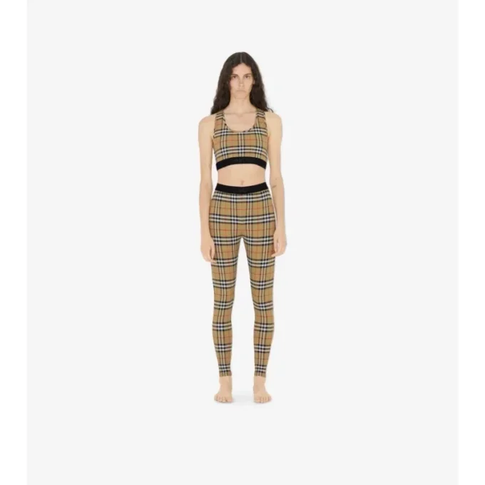 Leggings de jersey elástico con estampado de cuadros