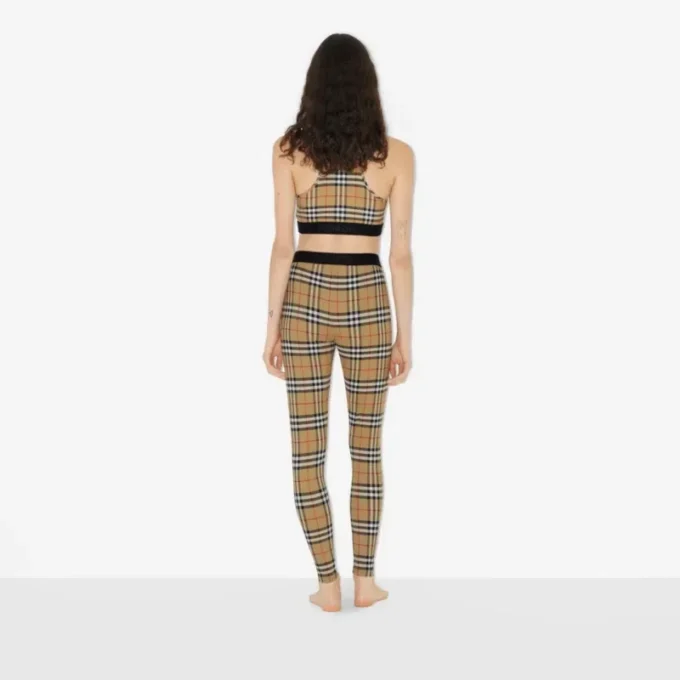 Leggings de jersey elástico con estampado de cuadros
