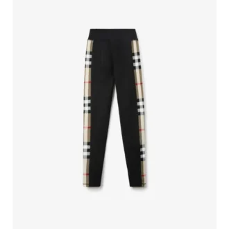 Leggings de jersey elástico con ribetes de cuadros