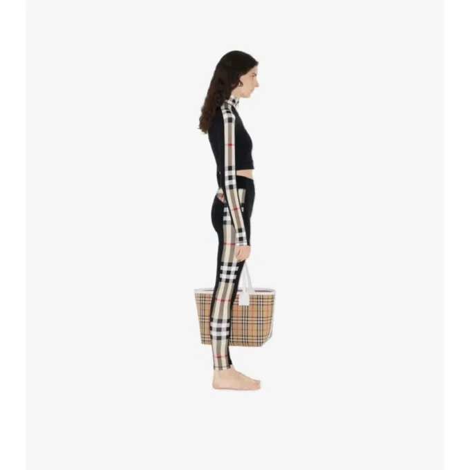 Leggings de jersey elástico con ribetes de cuadros