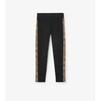 Leggings de nailon con ribete de cuadros
