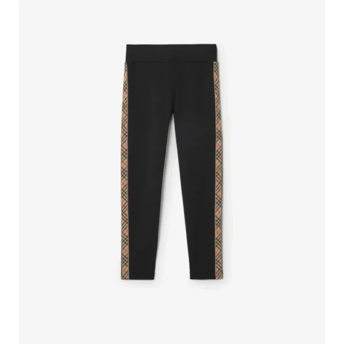 Leggings de nailon con ribete de cuadros