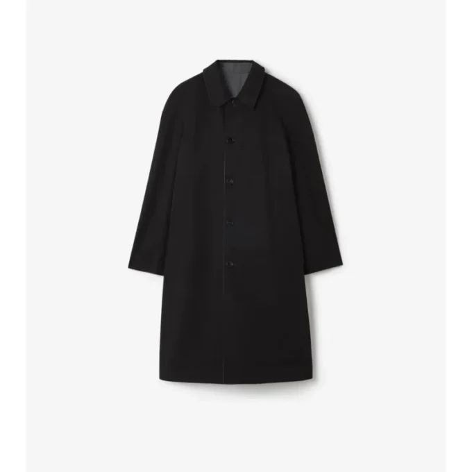 Long Reversible Check Wool Parkbury Car Coat