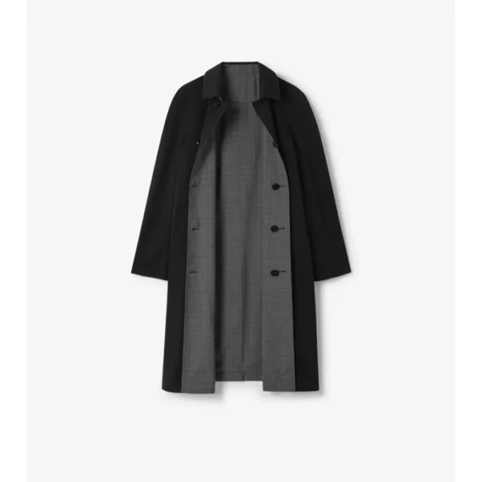 Long Reversible Check Wool Parkbury Car Coat