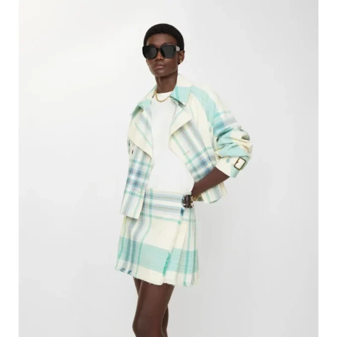 Mini kilt de mezcla de viscosa con estampado de cuadros