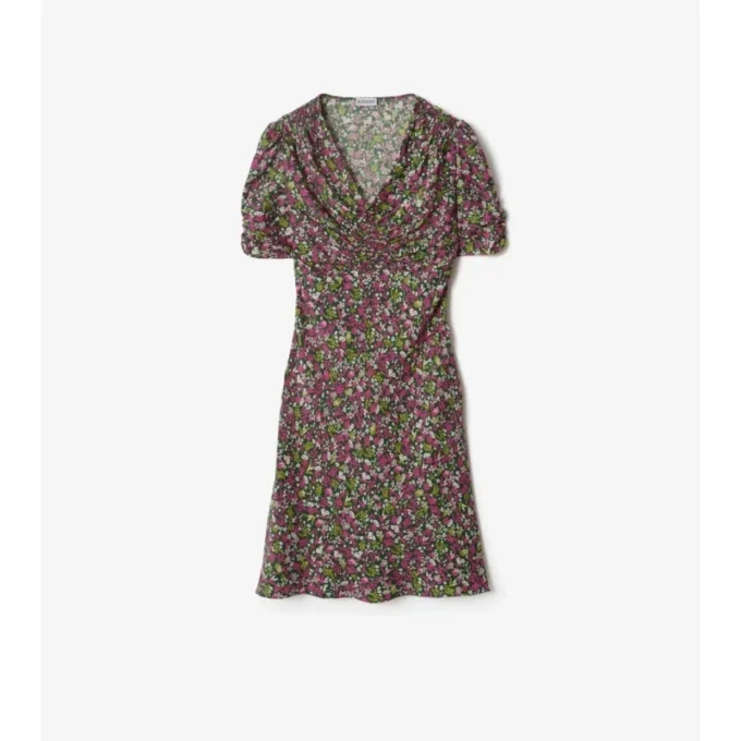 Minivestido de seda con estampado floral