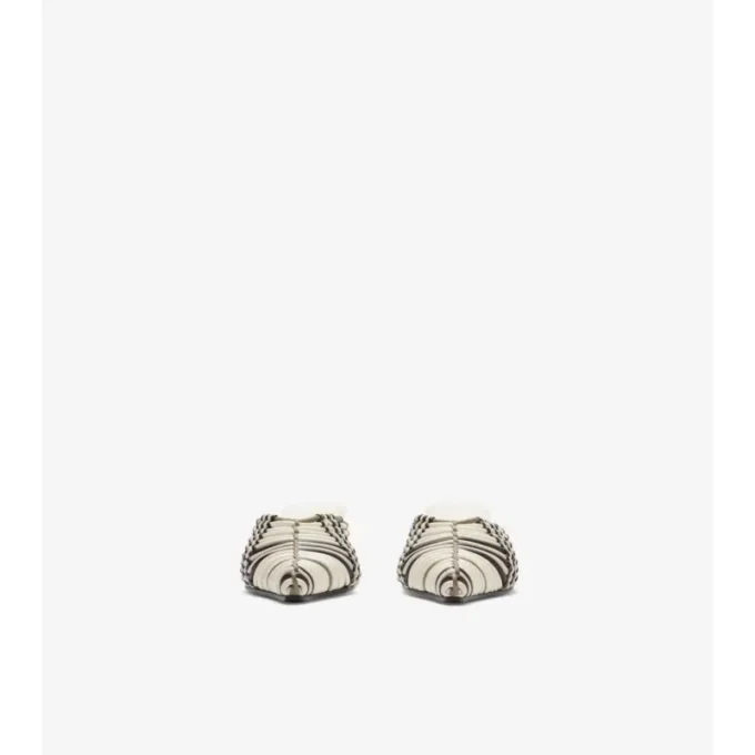 Mules de cuero tejido a cuadros Cameo