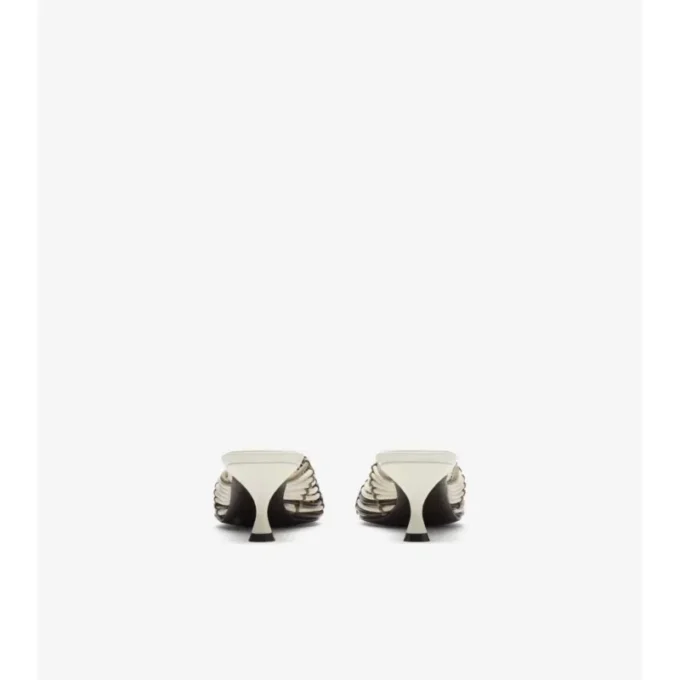 Mules de cuero tejido a cuadros Cameo