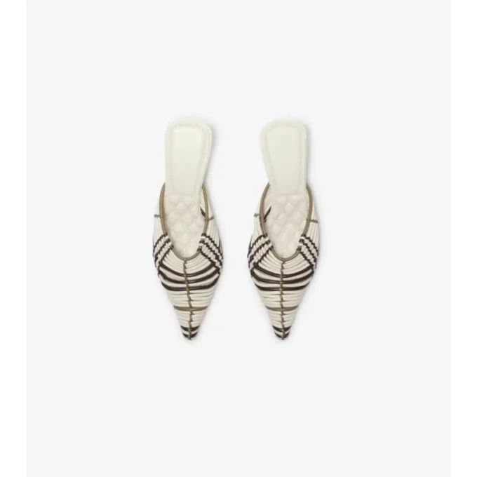 Mules de cuero tejido a cuadros Cameo