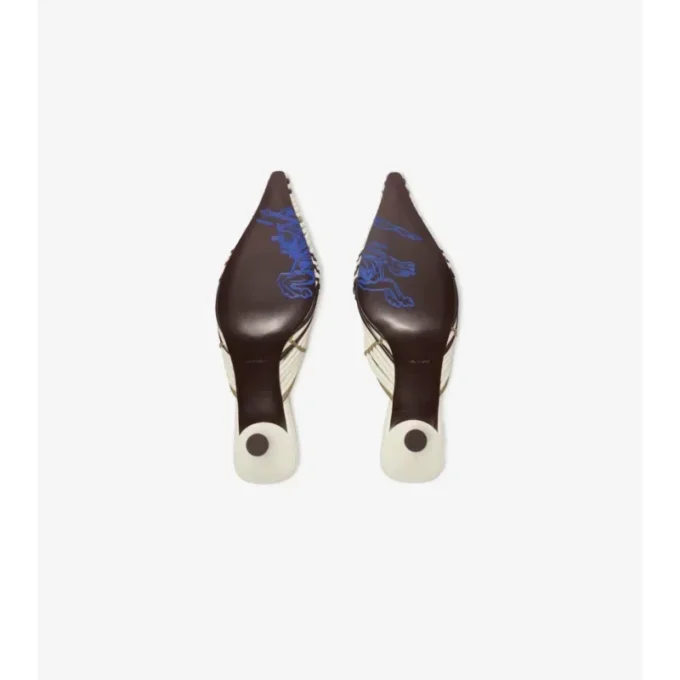 Mules de cuero tejido a cuadros Cameo