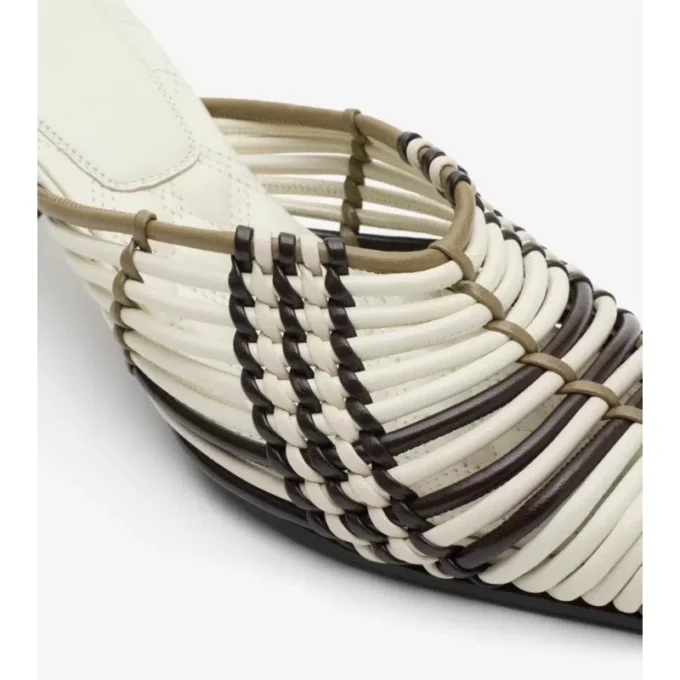 Mules de cuero tejido a cuadros Cameo