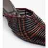 Mules de piel tejida con estampado de cuadros 