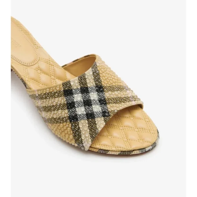 Mules Sloane con estampado de cuadros y pedrería
