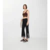 Pantalones acampanados cortos de lana y seda bordados