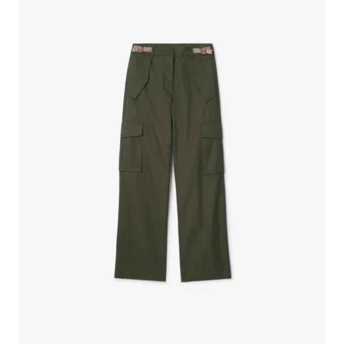 Pantalones cargo de Gabardine con ribetes a cuadros