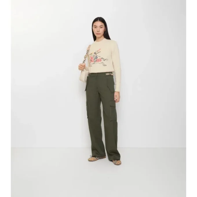 Pantalones cargo de Gabardine con ribetes a cuadros