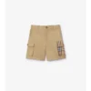 Pantalones cortos cargo de algodón con ribete a cuadros