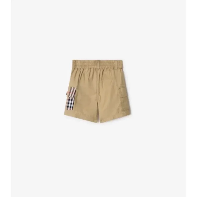Pantalones cortos cargo de algodón con ribete a cuadros