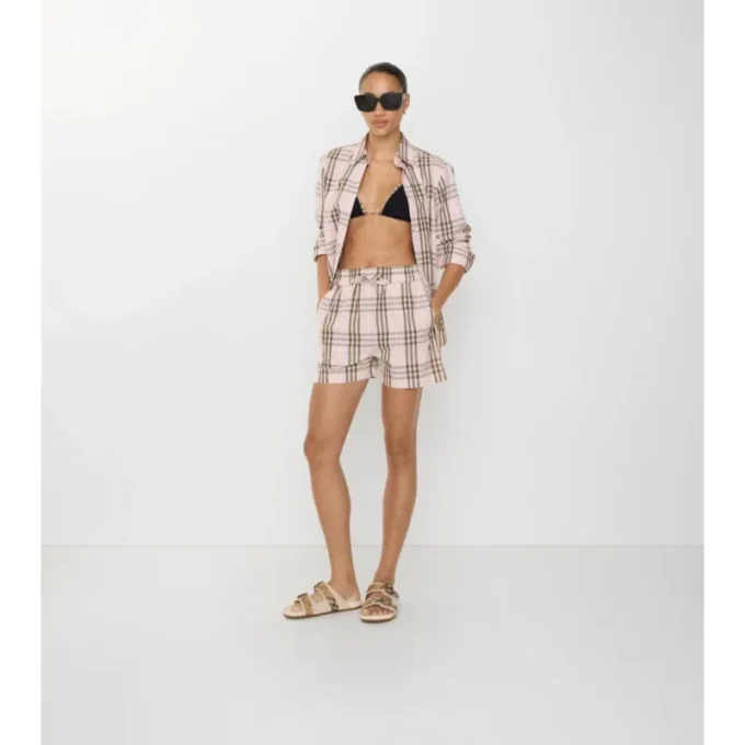 Pantalones cortos de algodón con estampado de cuadros
