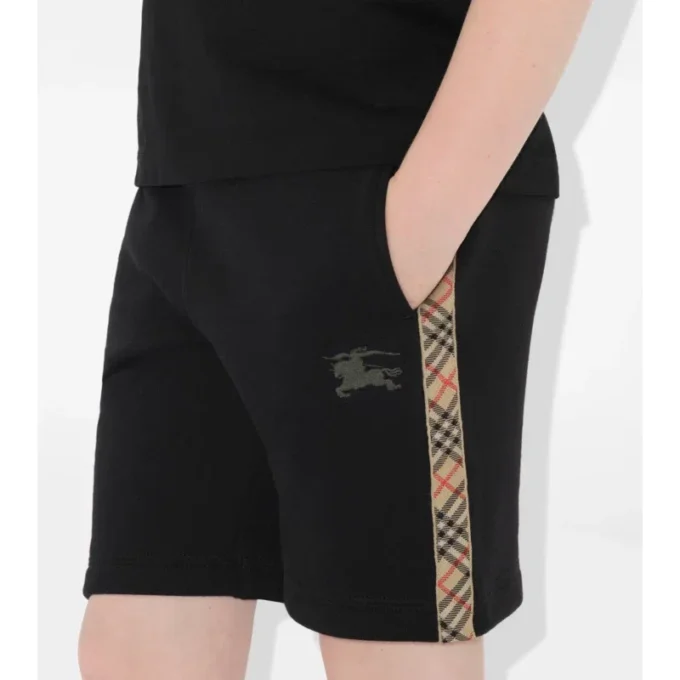 Pantalones cortos de algodón con ribete de cuadros