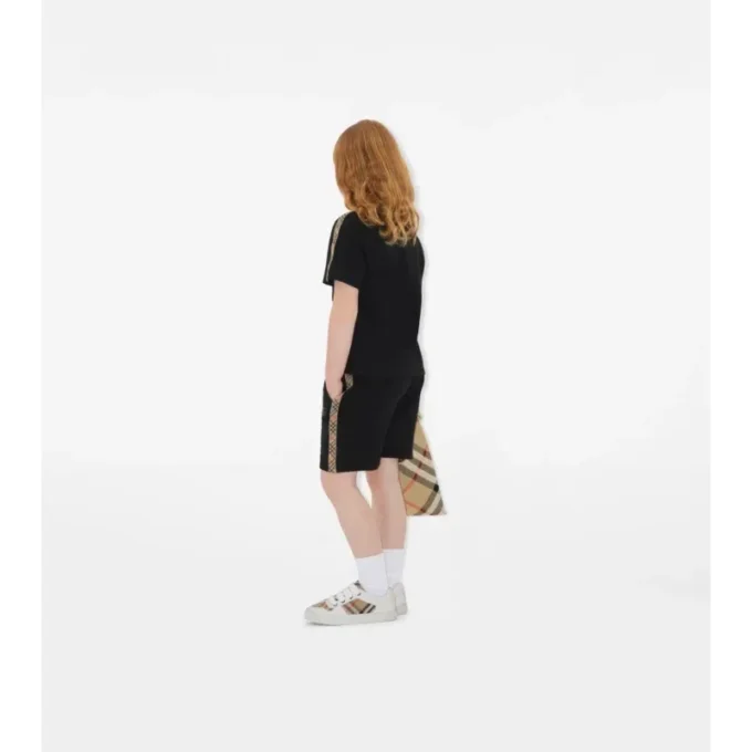 Pantalones cortos de algodón con ribete de cuadros