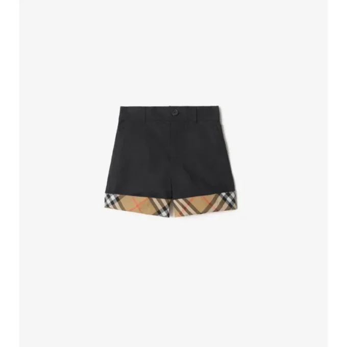 Pantalones cortos de algodón con vuelta a cuadros